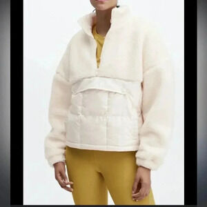 Fabletics Cream Women’s  Nelly Mixed Media Half Zip Pullover Jacket Size S